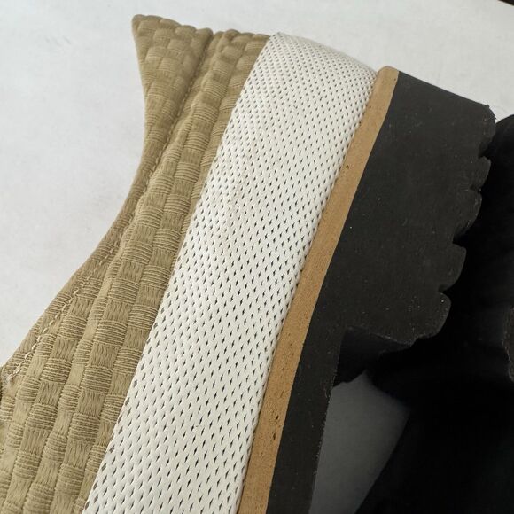 Pas de Rouge Tan & White Stretch Fabric Slip‎ On Flat Shoes Women EU 38.5 US 7.5 - Picture 5 of 16